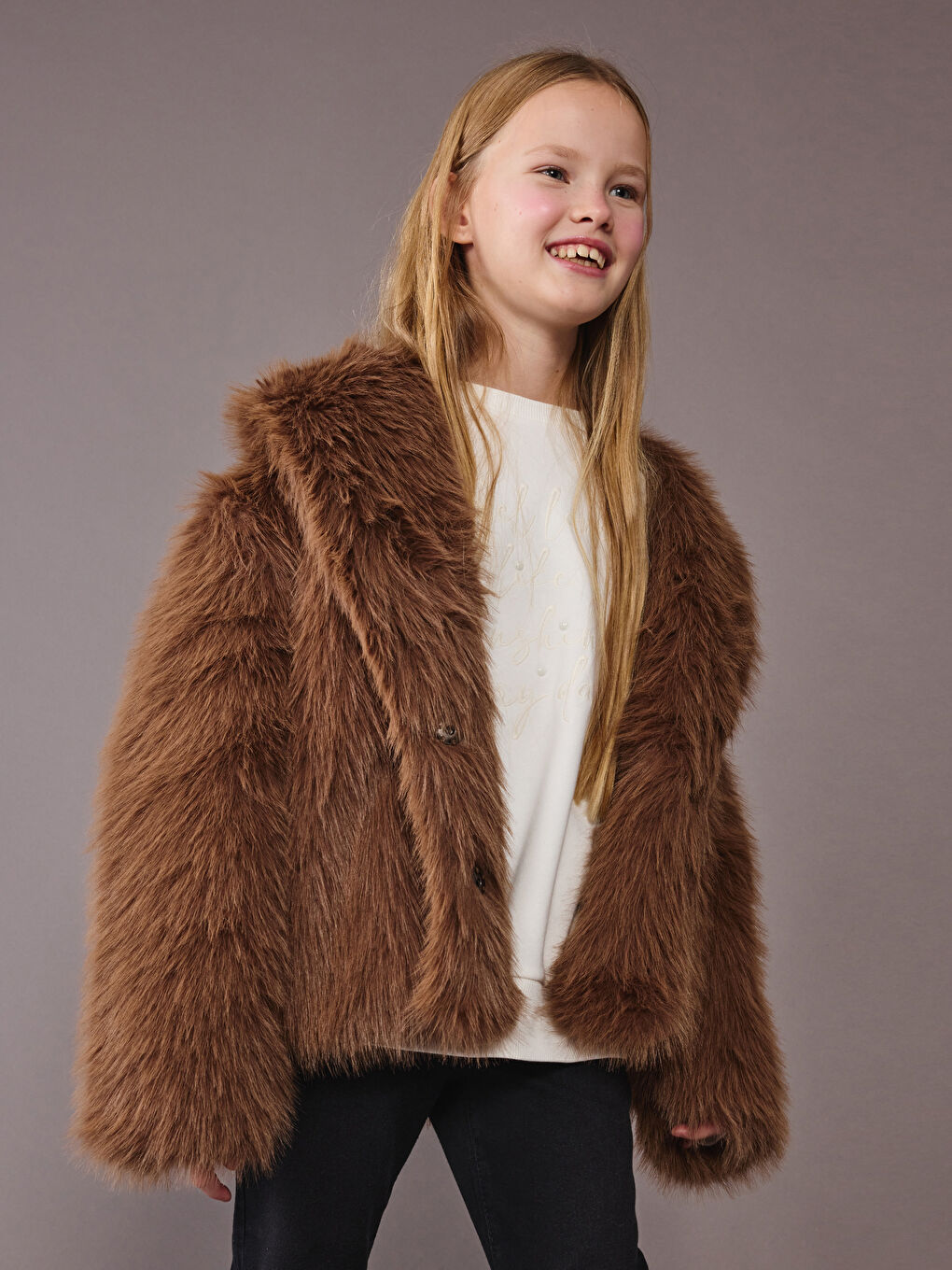Girls' Faux Fur Coat