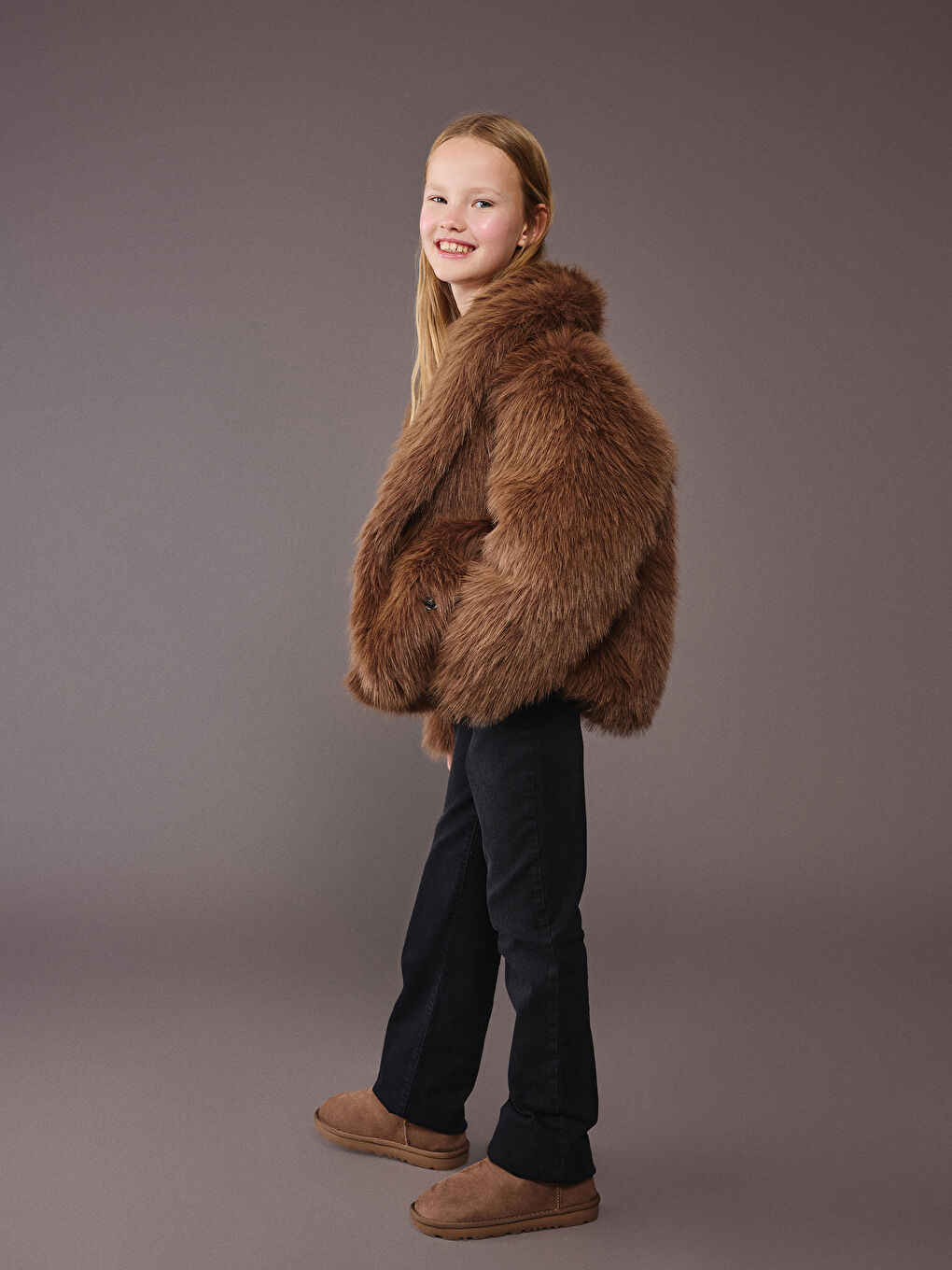 Girls' Faux Fur Coat-1