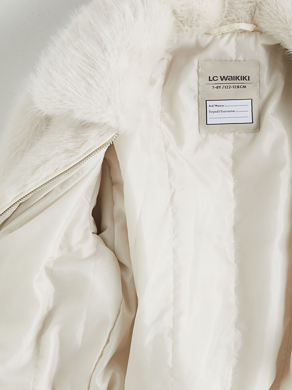 Ekru Kız Çocuk Suni Kürk Mont-2