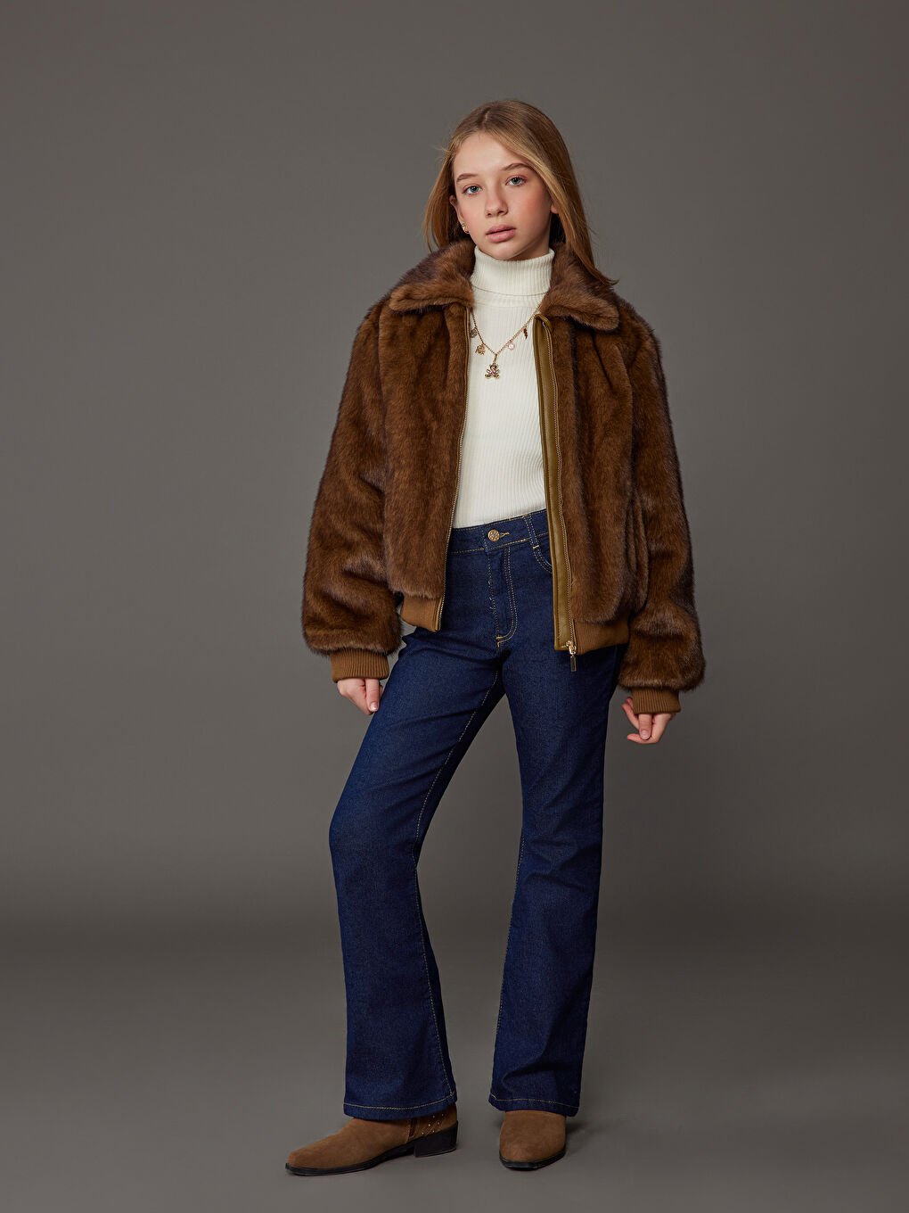 Girls' Faux Fur Coat-1