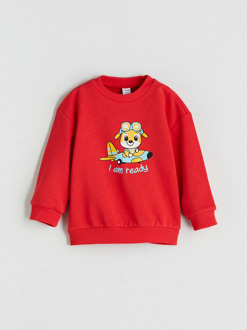 Kırmızı Bisiklet Yaka Baskılı Erkek Çocuk Sweatshirt ve Eşofman Alt 2'li-1