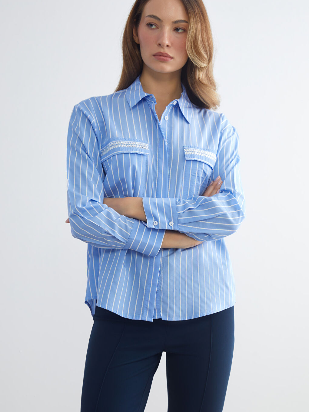 Striped Poplin Women's Shirt