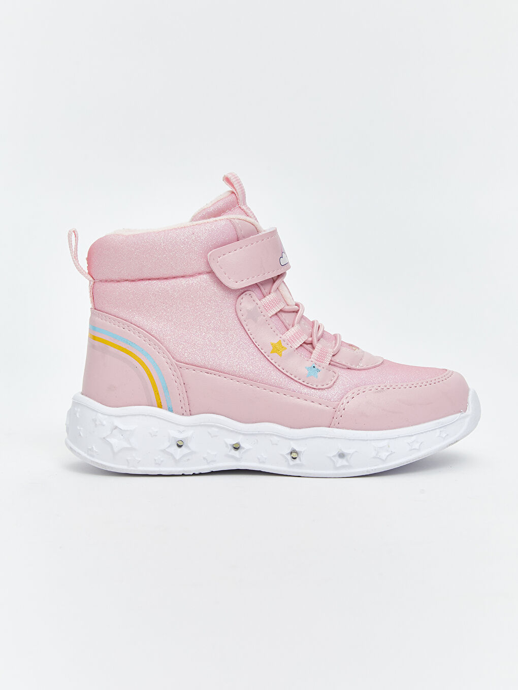 Pembe Bağcıklı ve Cırt Cırtlı Tabanı Işıklı Kız Bebek Bot-2