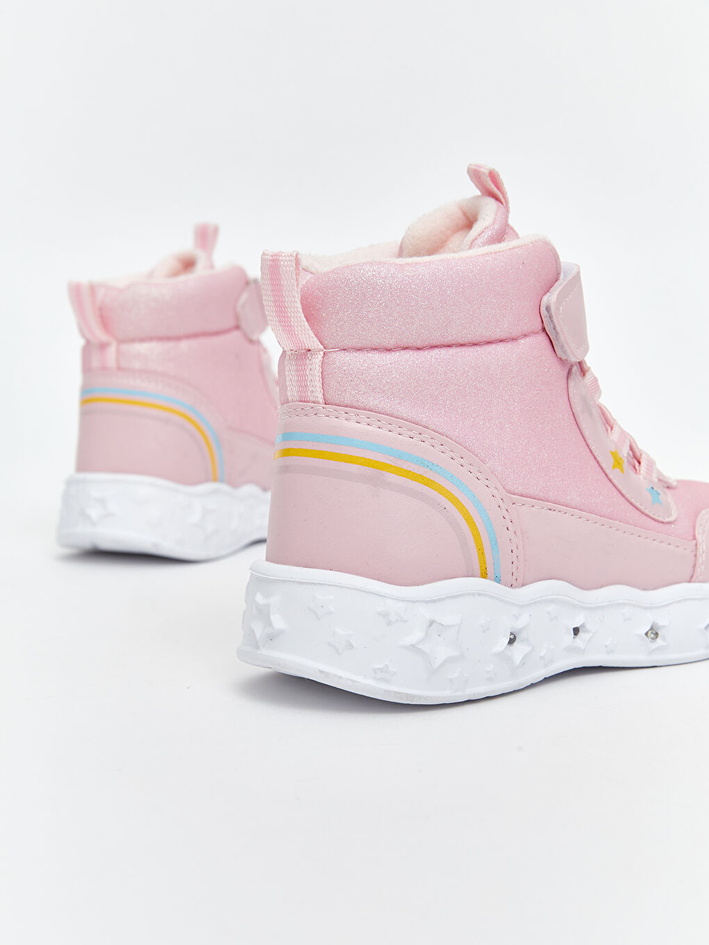 Pembe Bağcıklı ve Cırt Cırtlı Tabanı Işıklı Kız Bebek Bot-5