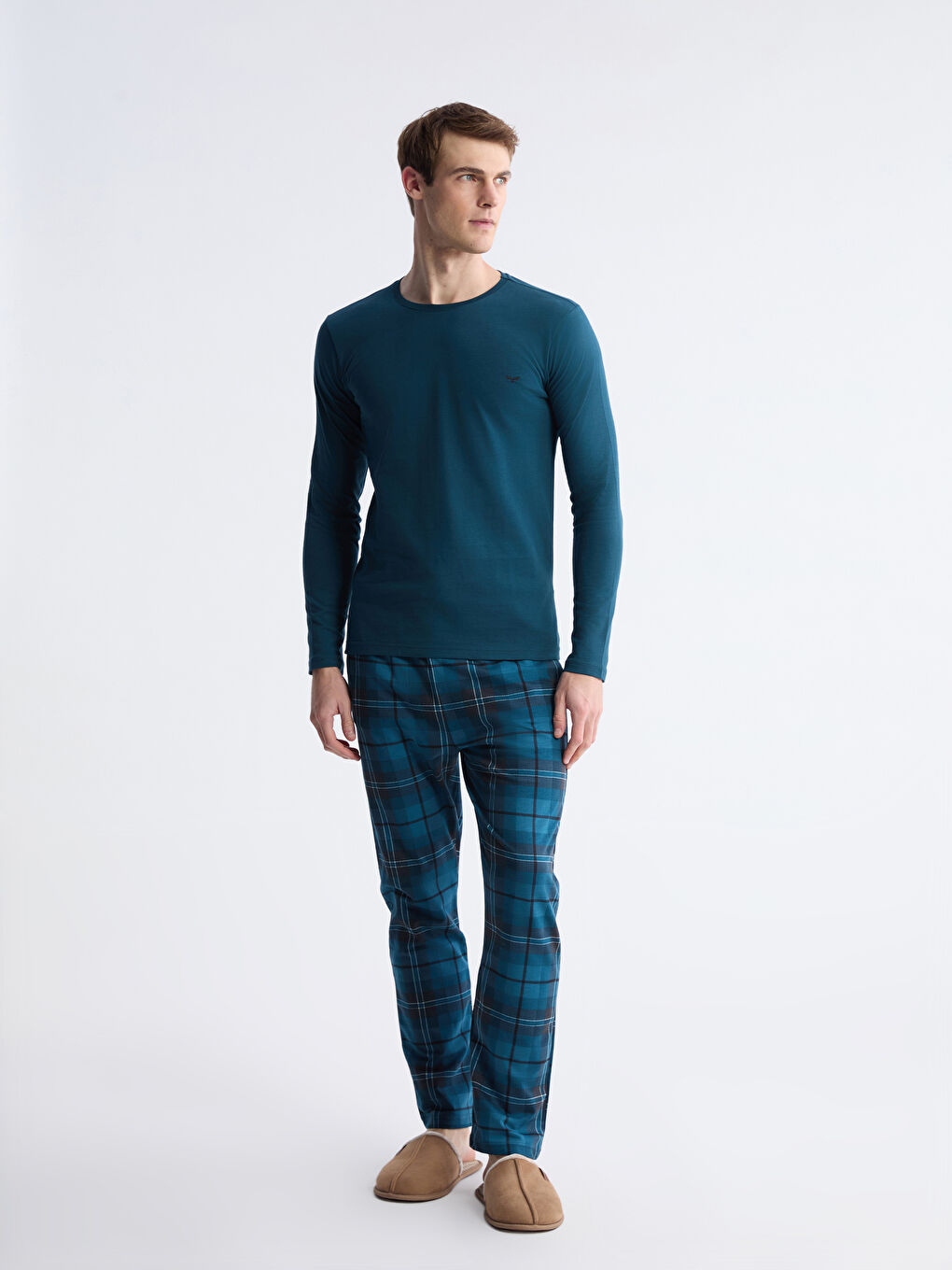 Petrol Standart Kalıp Erkek Pijama Takım