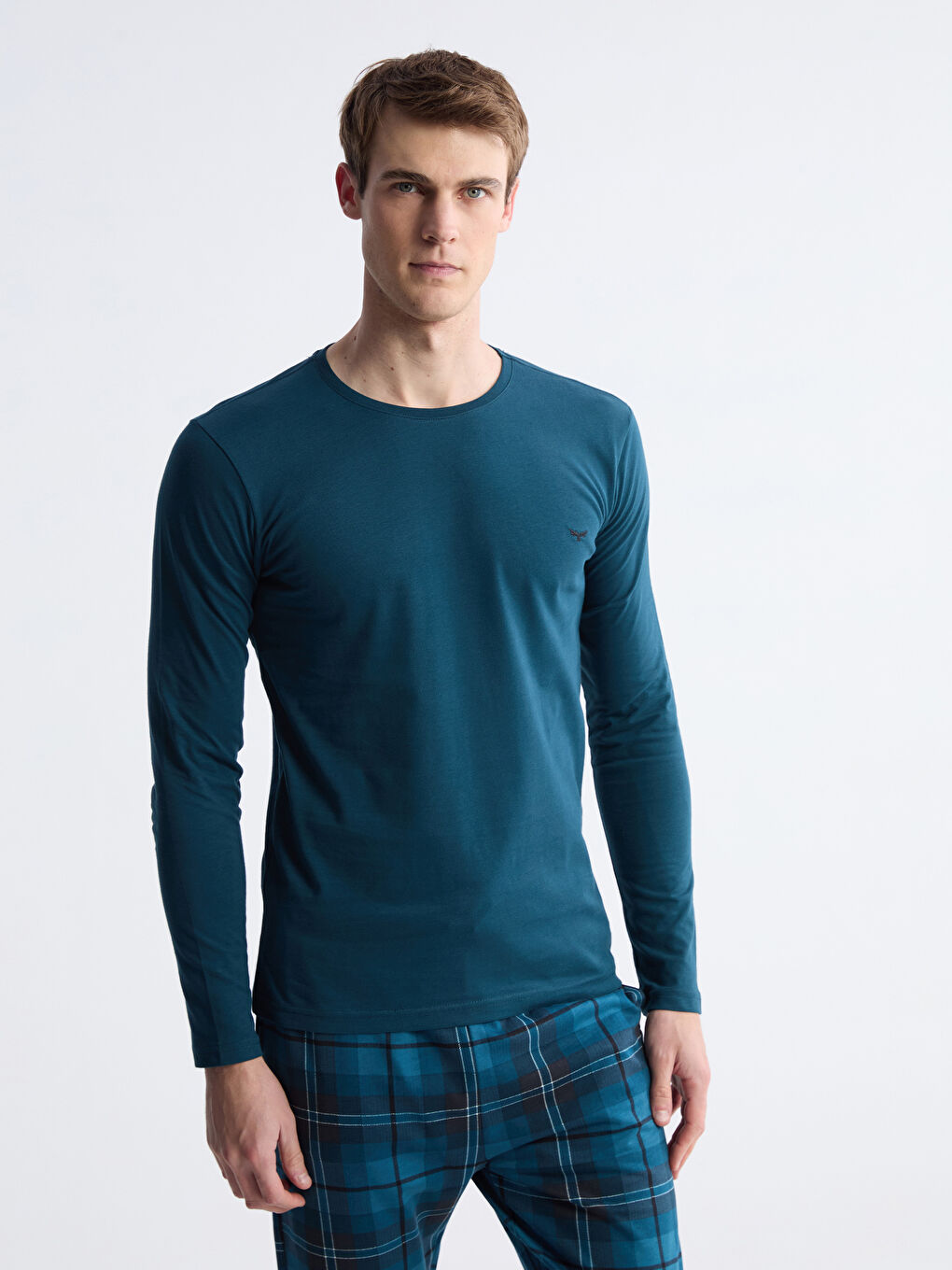 Petrol Standart Kalıp Erkek Pijama Takım-1