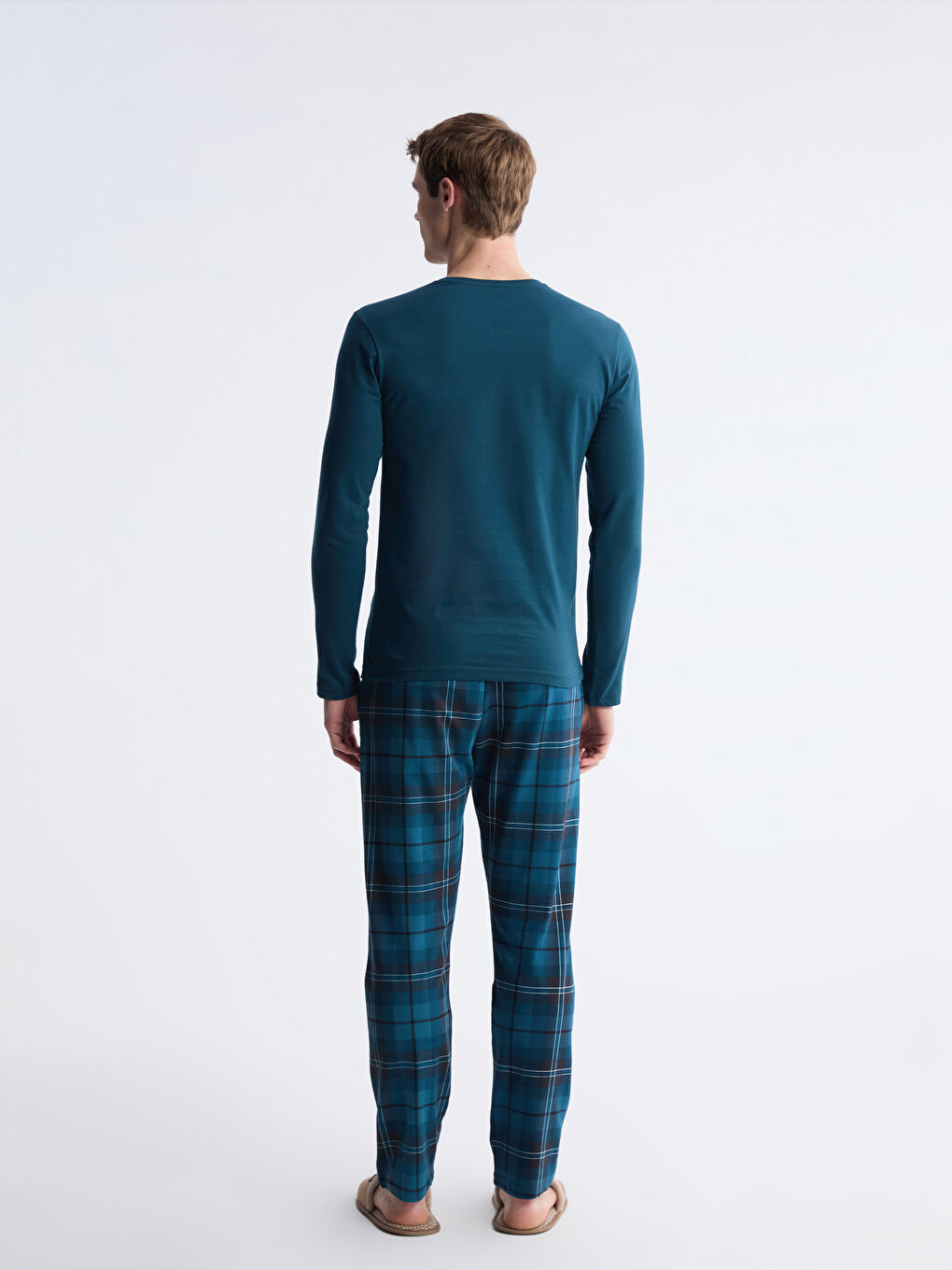 Petrol Standart Kalıp Erkek Pijama Takım-3