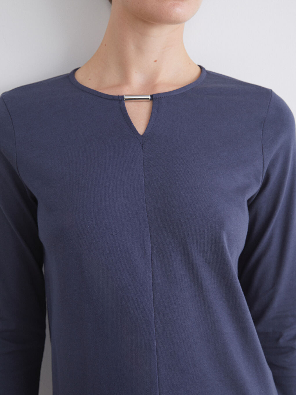 Lacivert Bisiklet Yaka Bluz-2