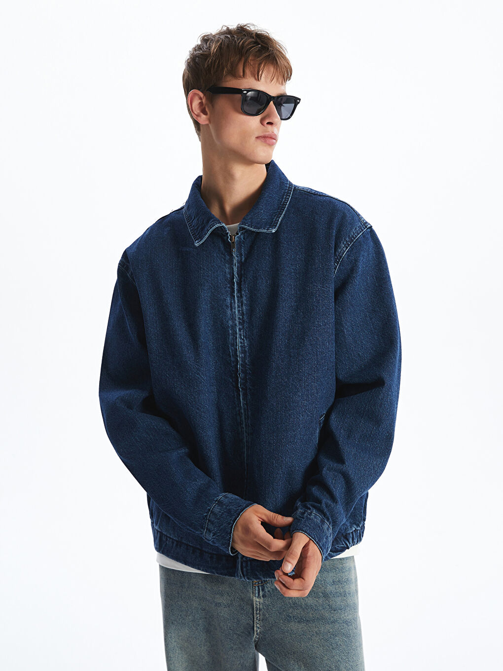 İndigo Rahat Kalıp Erkek Jean Ceket
