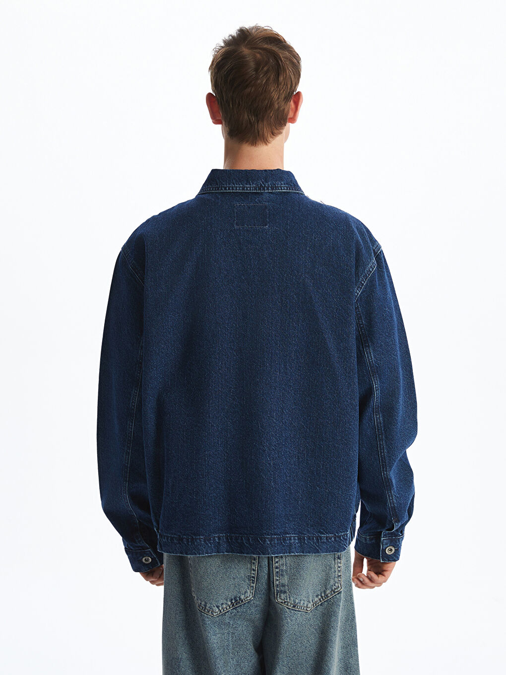 İndigo Rahat Kalıp Erkek Jean Ceket-3