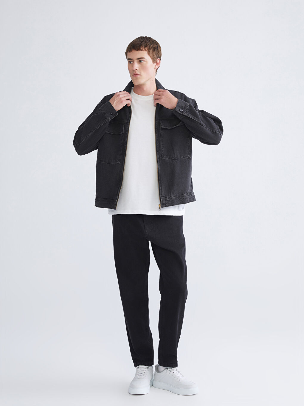 Antrasit Rahat Kalıp Erkek Jean Ceket-1