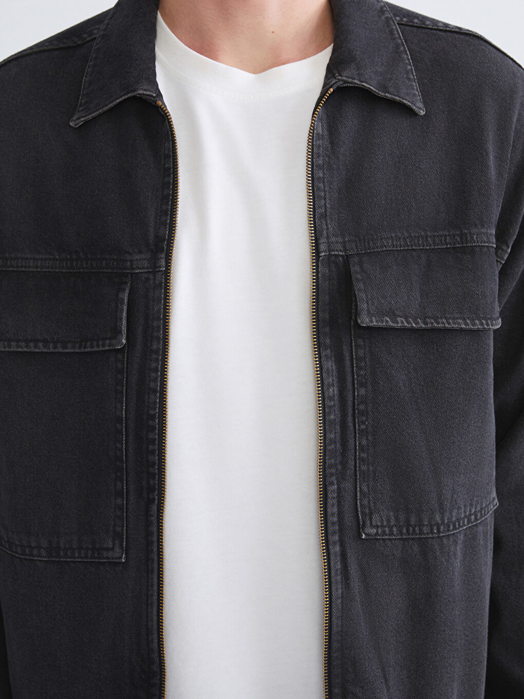 Antrasit Rahat Kalıp Erkek Jean Ceket-2