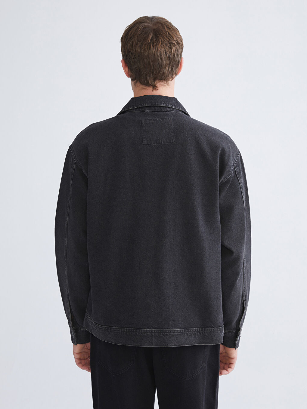 Antrasit Rahat Kalıp Erkek Jean Ceket-3
