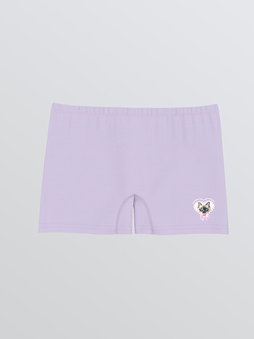 Lila Kedi Baskılı Kız Çocuk Boxer
