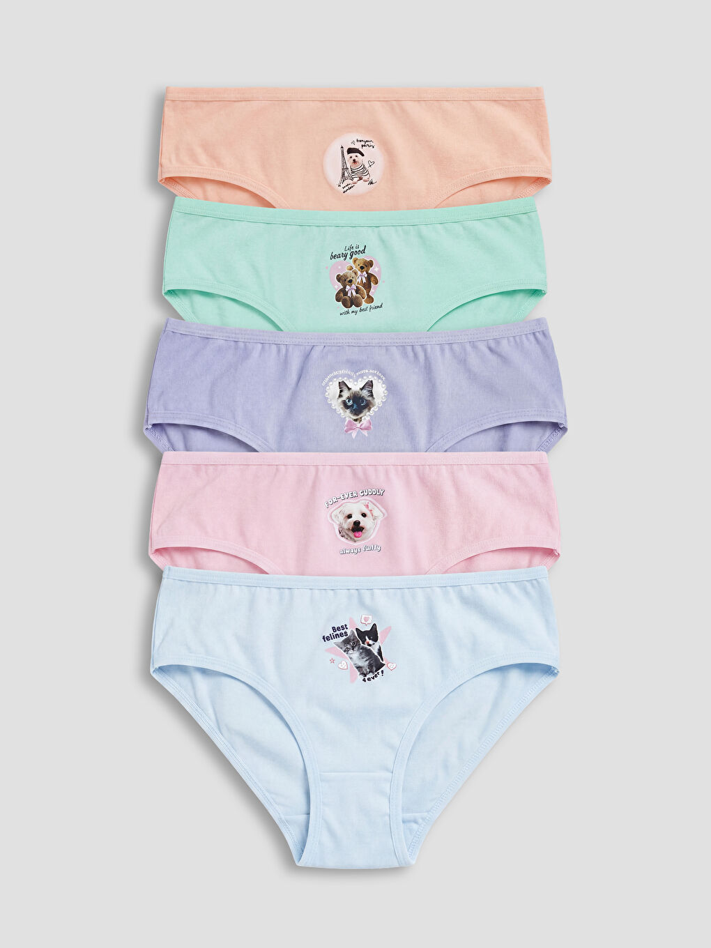 Pembe Baskılı Kız Çocuk Külot 5'li-1