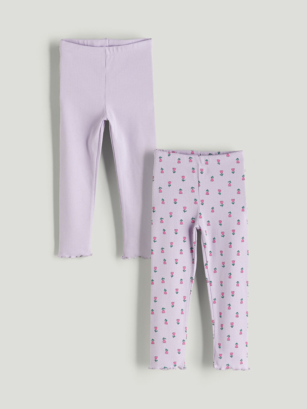 Elasticated Waist Floral Girls' Leggings 2 Pack