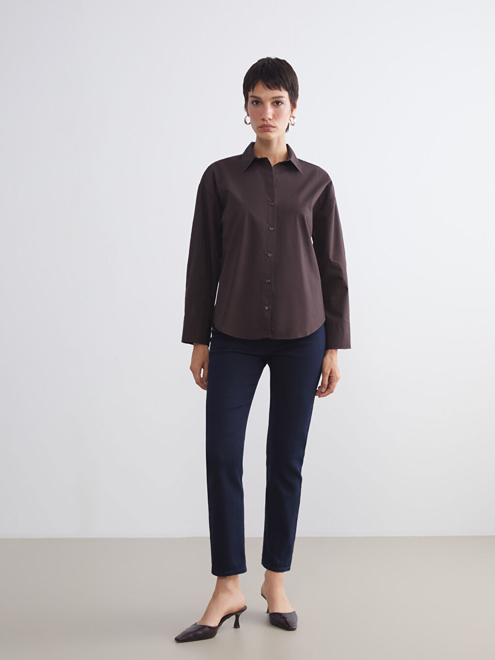 Loose Fit Poplin Women's Shirt-1