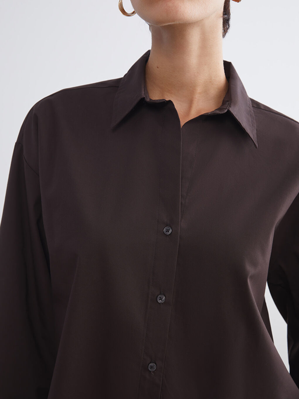 Loose Fit Poplin Women's Shirt-2