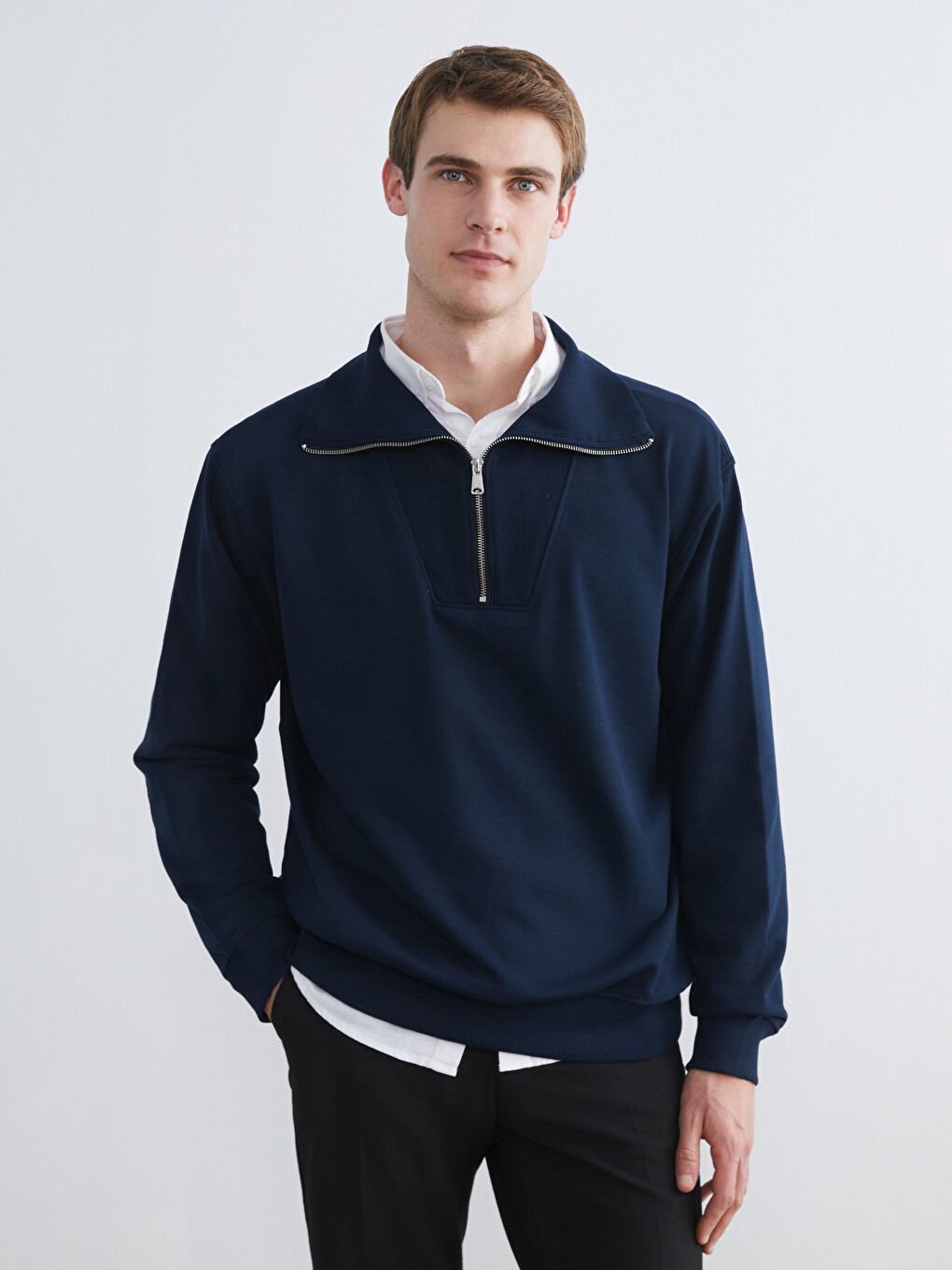 Funnel Neck Men's Thick Sweatshirt