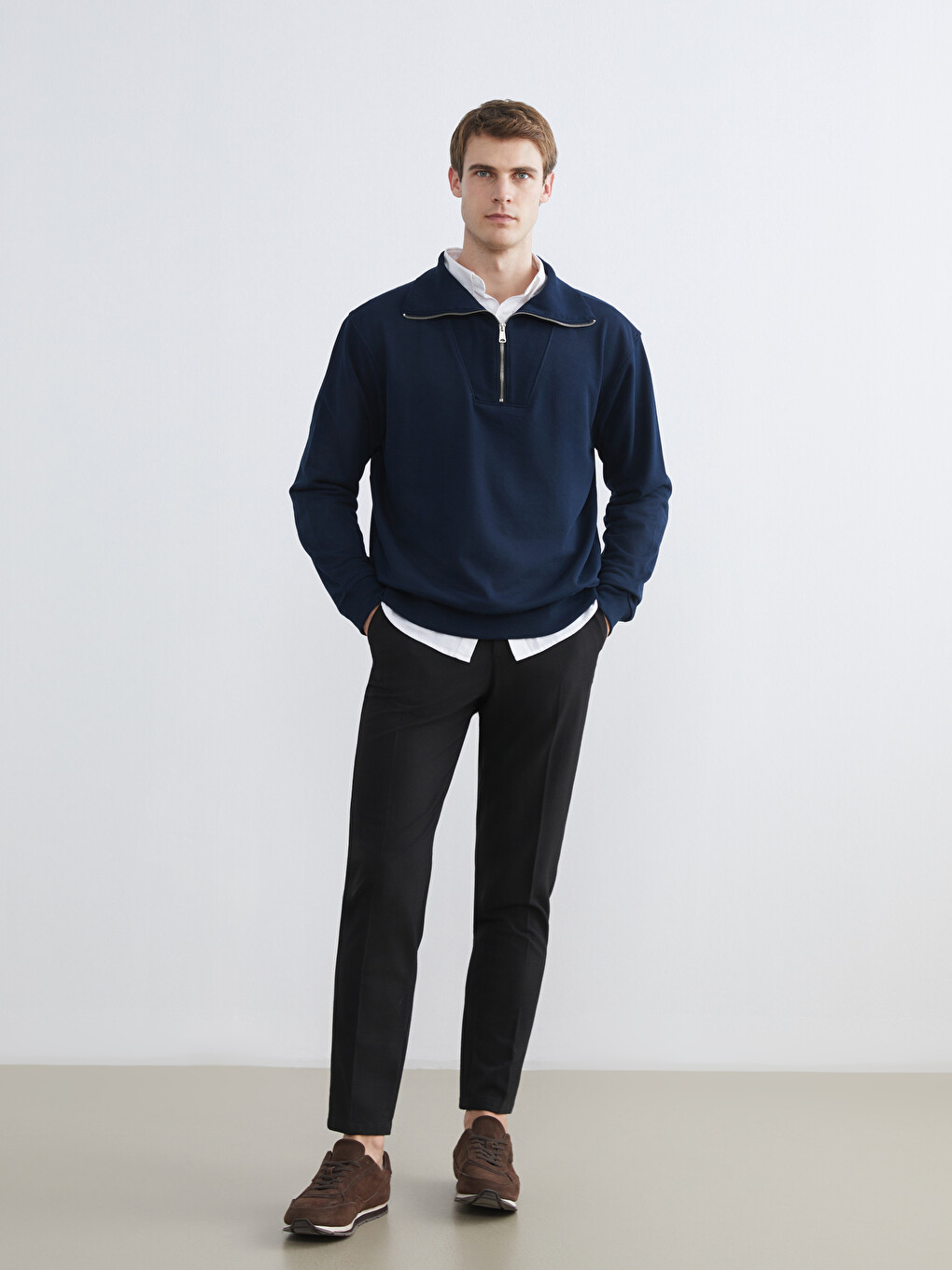 Funnel Neck Men's Thick Sweatshirt-1