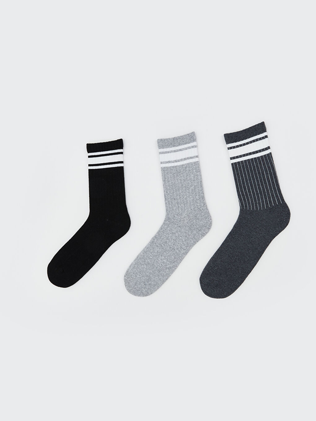 Siyah Çizgili Erkek Soket Çorap 3'lü
