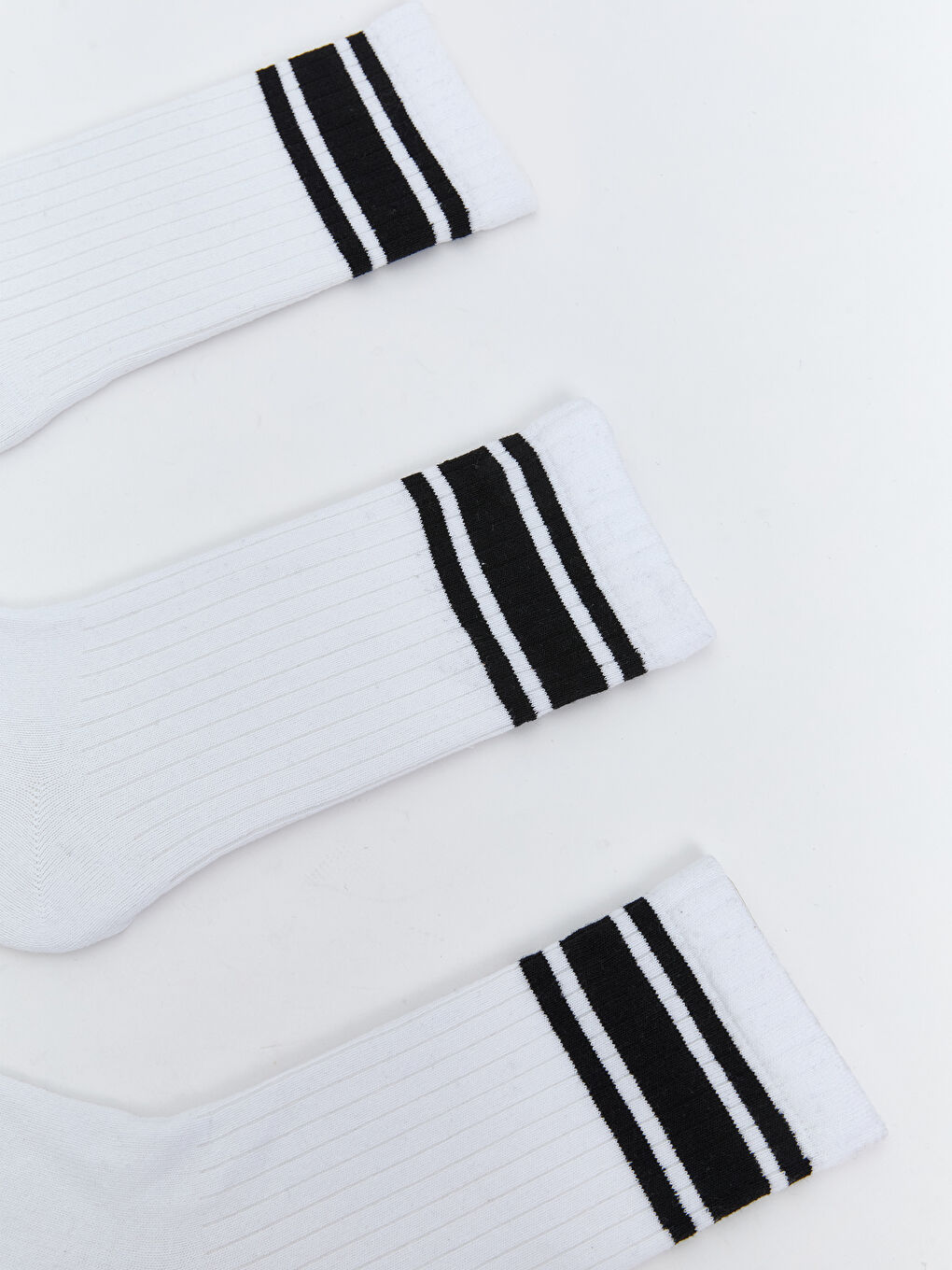 Beyaz Çizgili Erkek Soket Çorap 3'lü-1