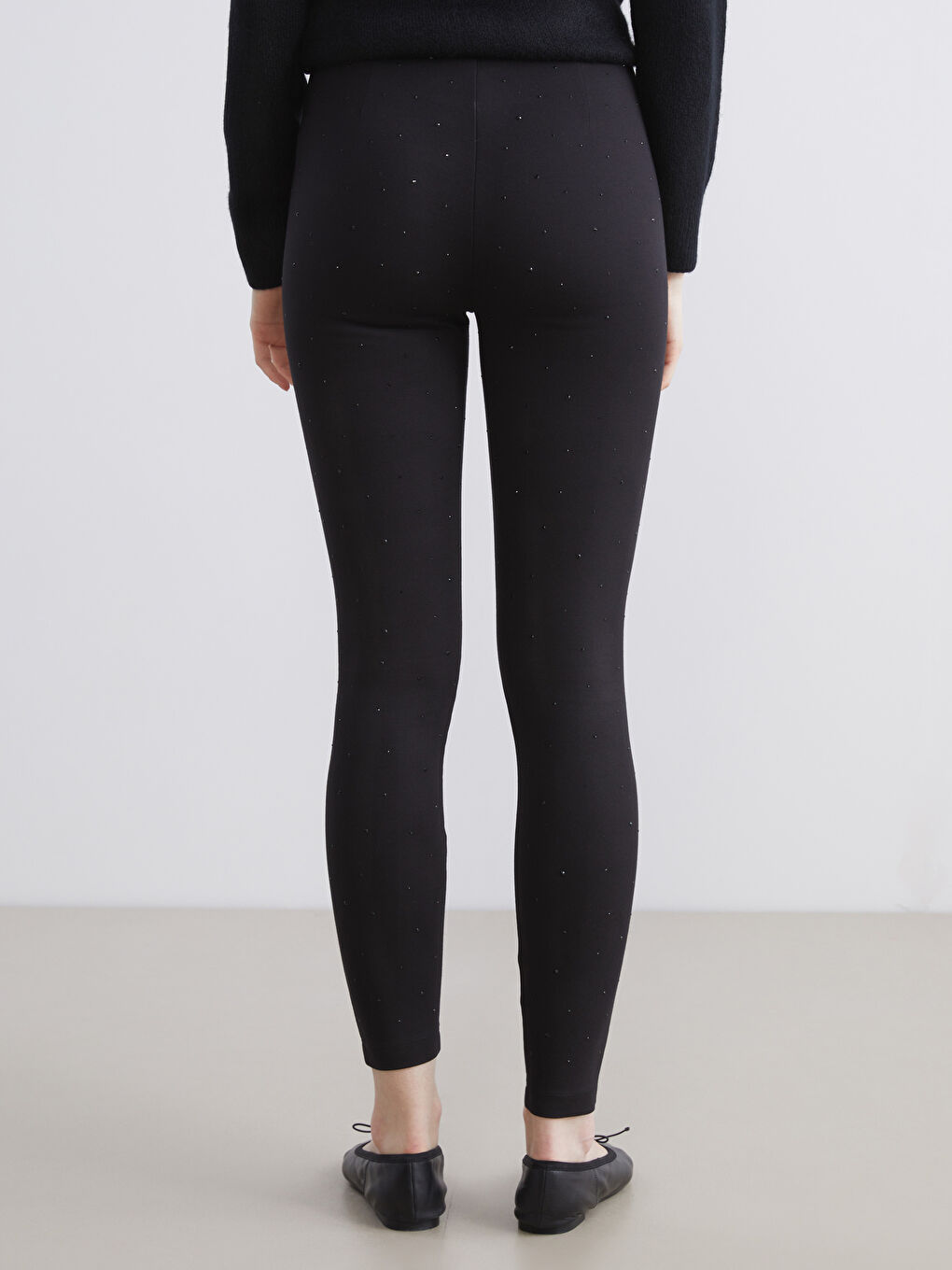 Elasticated Waist Rhinestone Embellished Women's Leggings-3