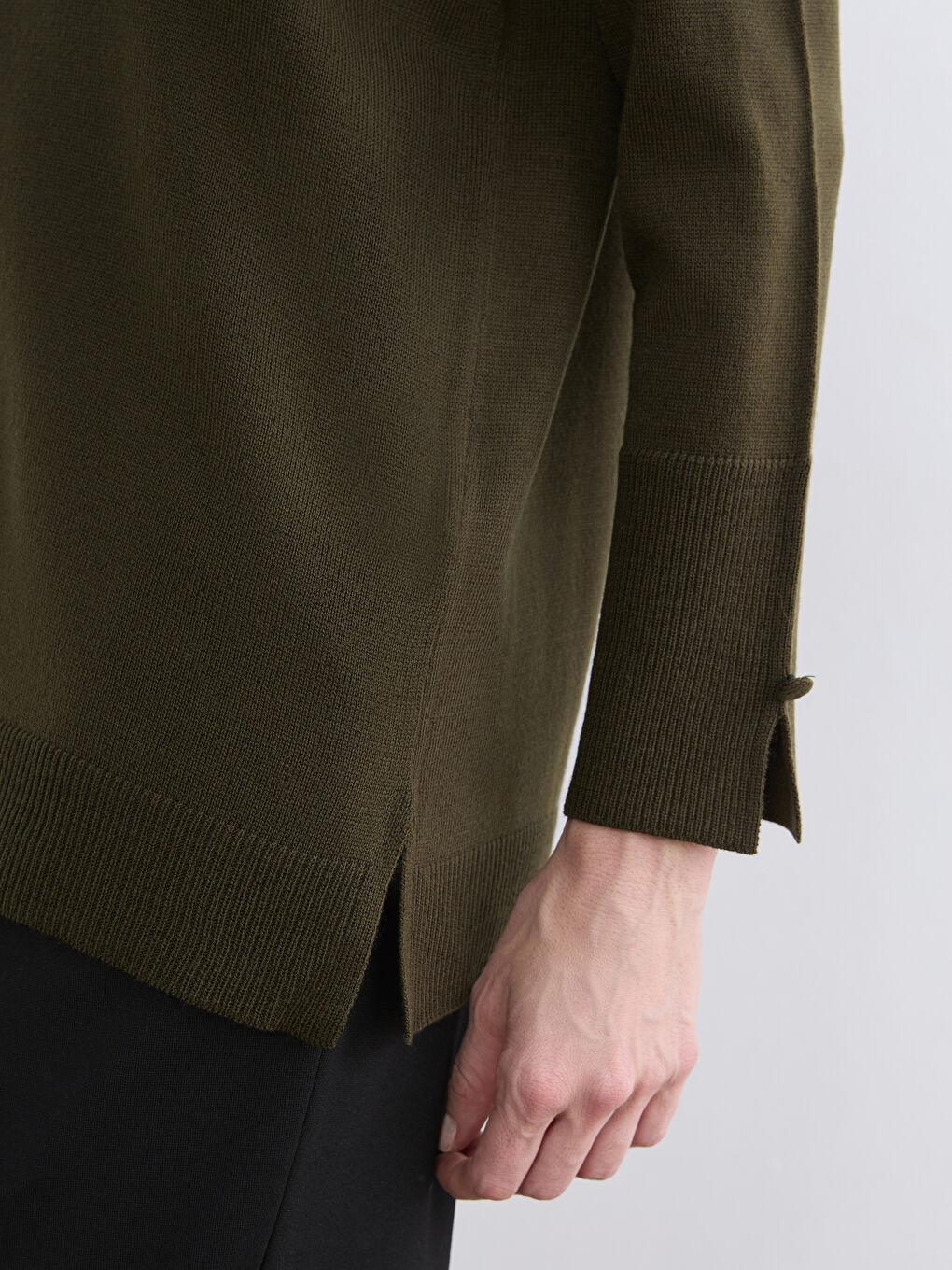 Ruffled Funnel Neck Women's Knitwear Sweater-2