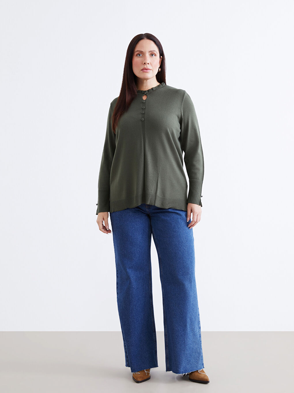 چاکەتی ژنانەی مل خڕی چرچۆڵ تریكۆ-5