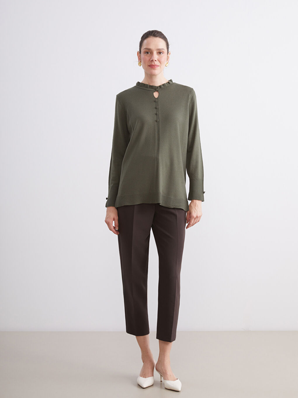 چاکەتی ژنانەی مل خڕی چرچۆڵ تریكۆ-2