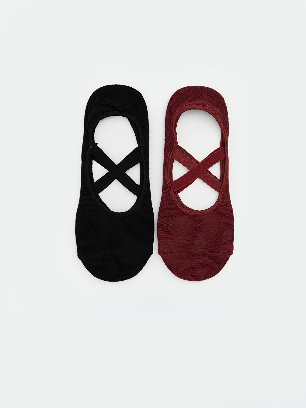 Bordo Kaydırmaz Tabanlı Kadın Yoga ve Pilates Çorabı 2'li