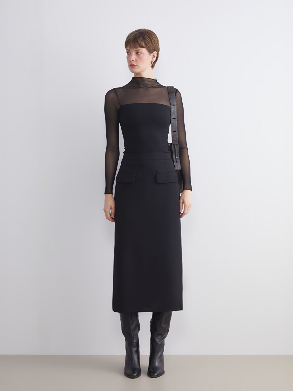Waist Zippered A-Line Skirt