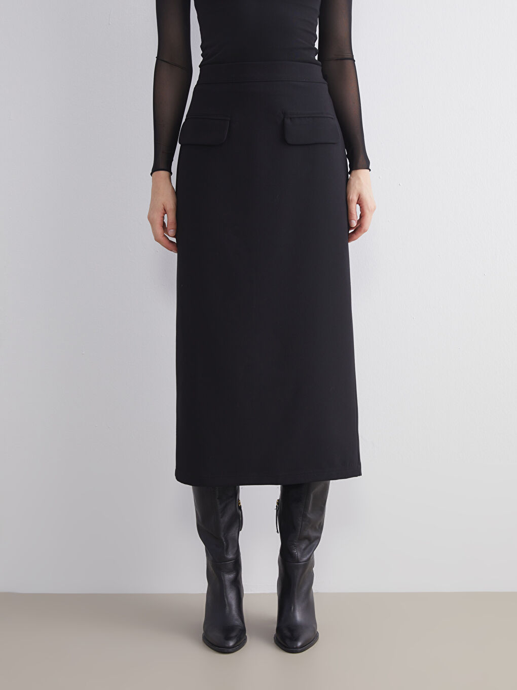 Waist Zippered A-Line Skirt-1