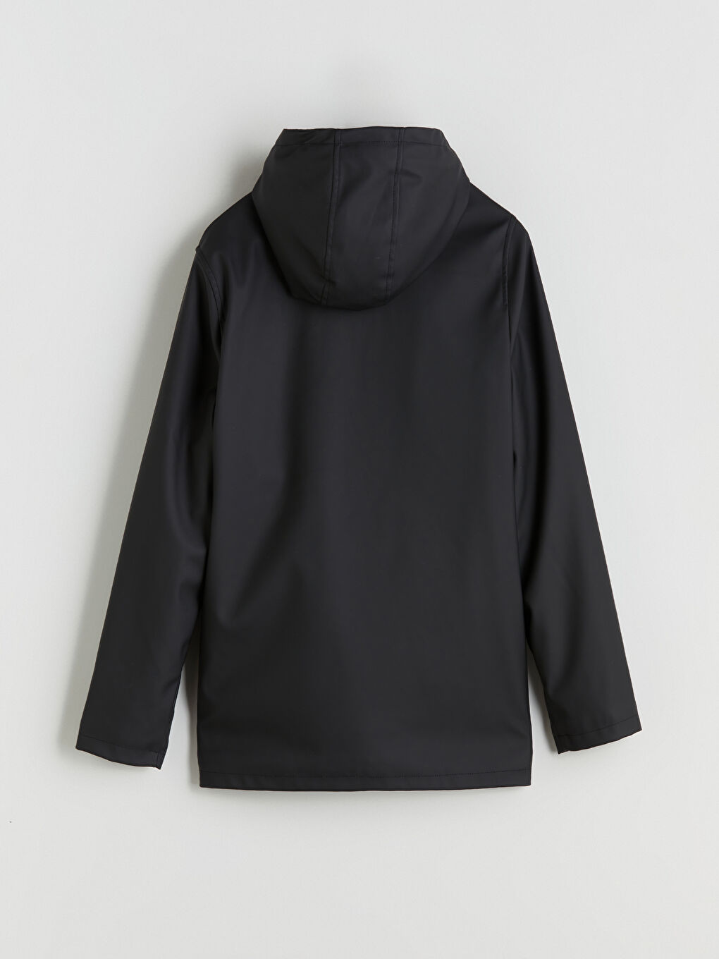 Siyah Kapüşonlu Erkek Çocuk Deri Görünümlü Mont-2