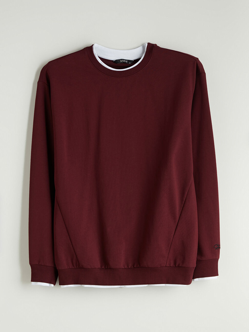 Bordo Bisiklet Yaka Erkek Sweatshirt-4