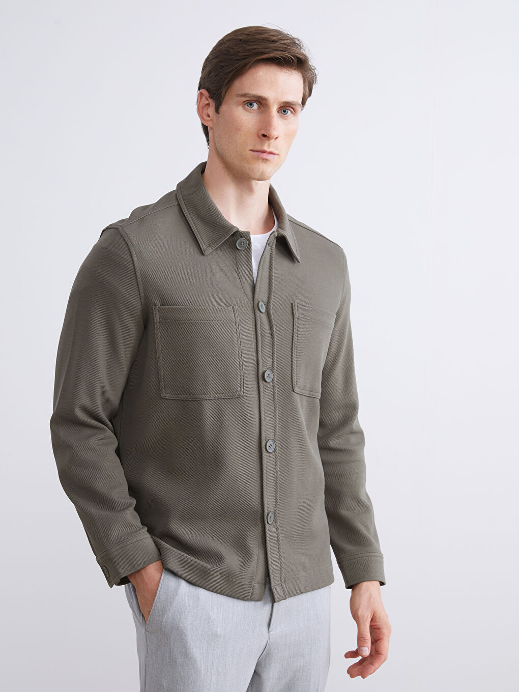 მამაკაცის თავისუფალი სტილის პერანგის ქურთუკი-3