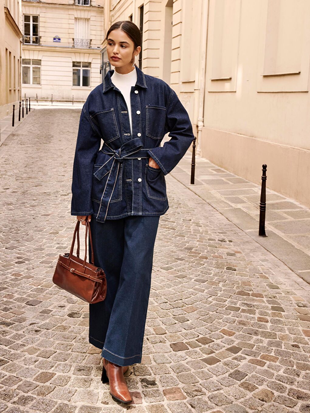 İndigo Wideleg Kadın Jean Pantolon-1