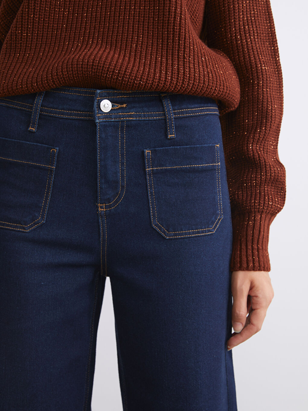 İndigo Wideleg Kadın Jean Pantolon-4