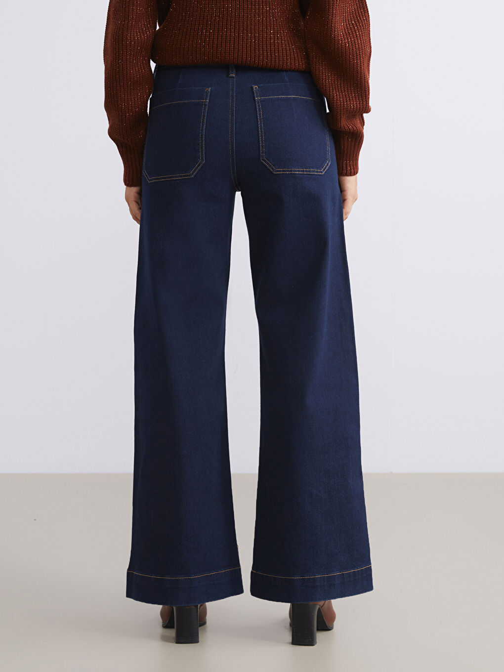 İndigo Wideleg Kadın Jean Pantolon-5