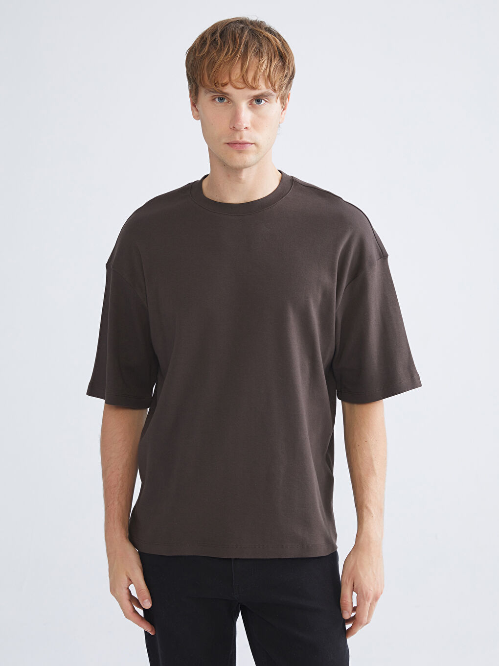 Kahverengi Bisiklet Yaka Erkek Tişört