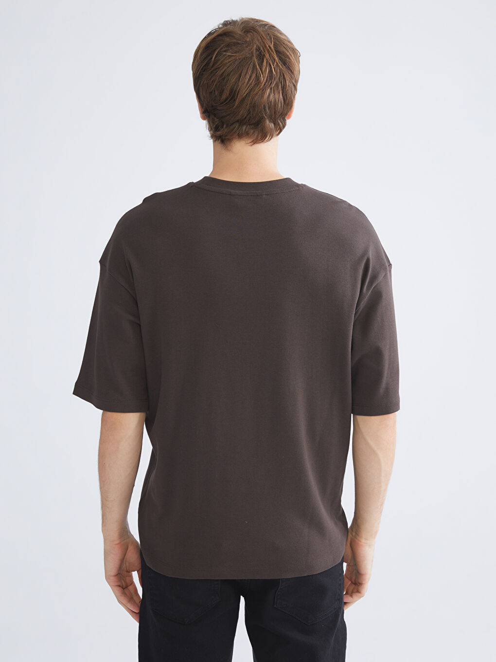 Kahverengi Bisiklet Yaka Erkek Tişört-3