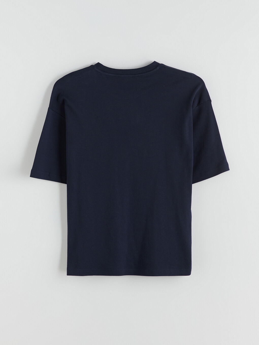 Lacivert Bisiklet Yaka Erkek Tişört-5