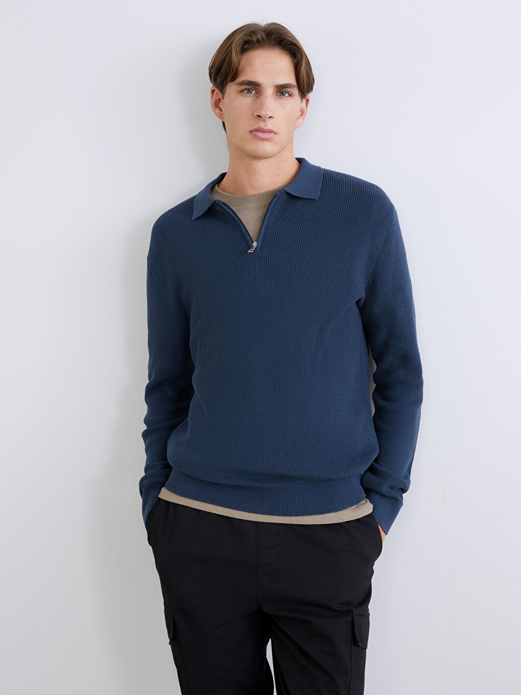 Polo Neck Men's Knitwear Sweater