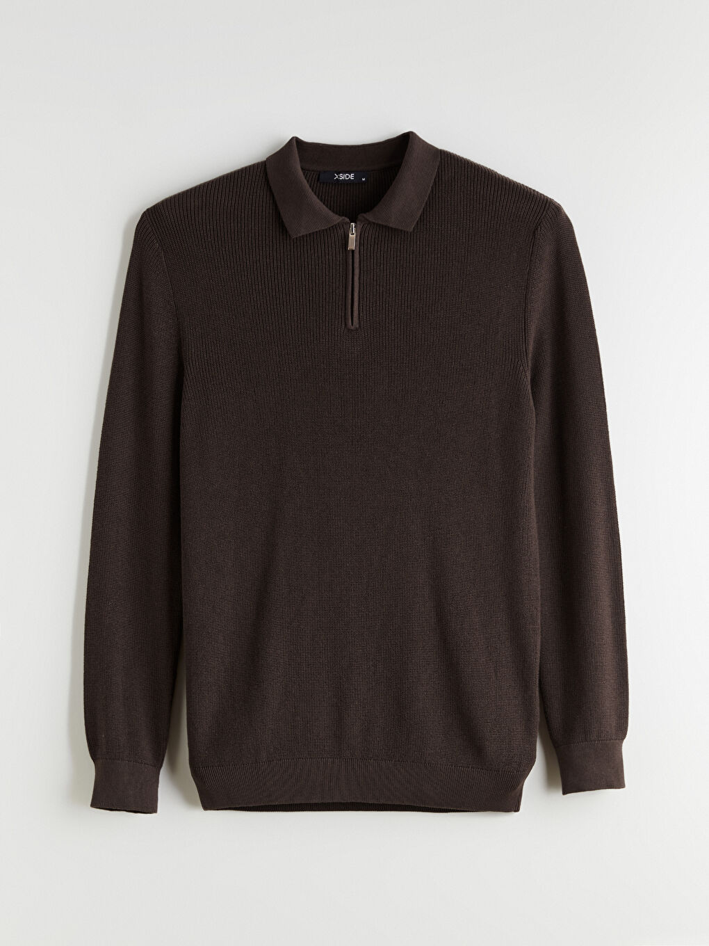 Kahverengi Polo Yaka Erkek Triko Kazak-4