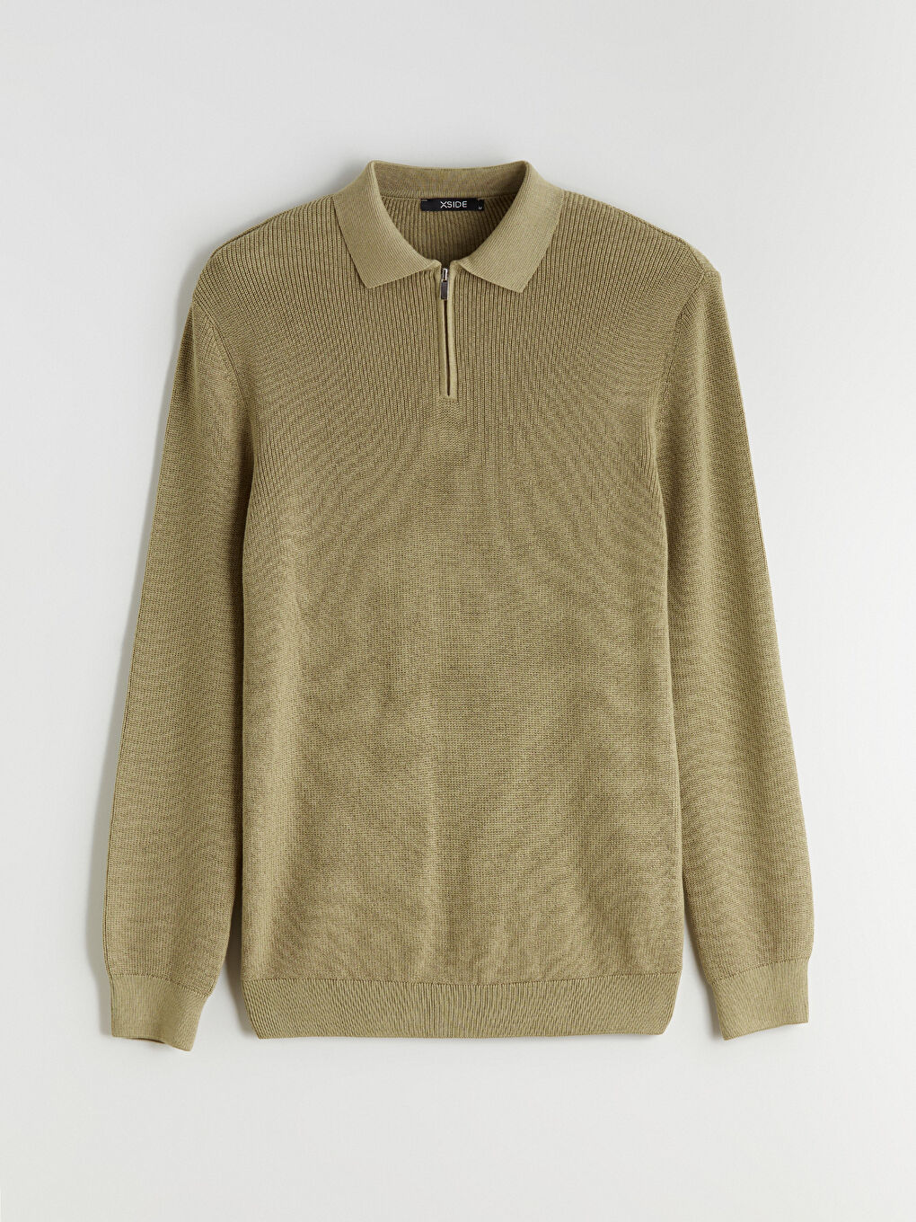 Haki Polo Yaka Erkek Triko Kazak-4