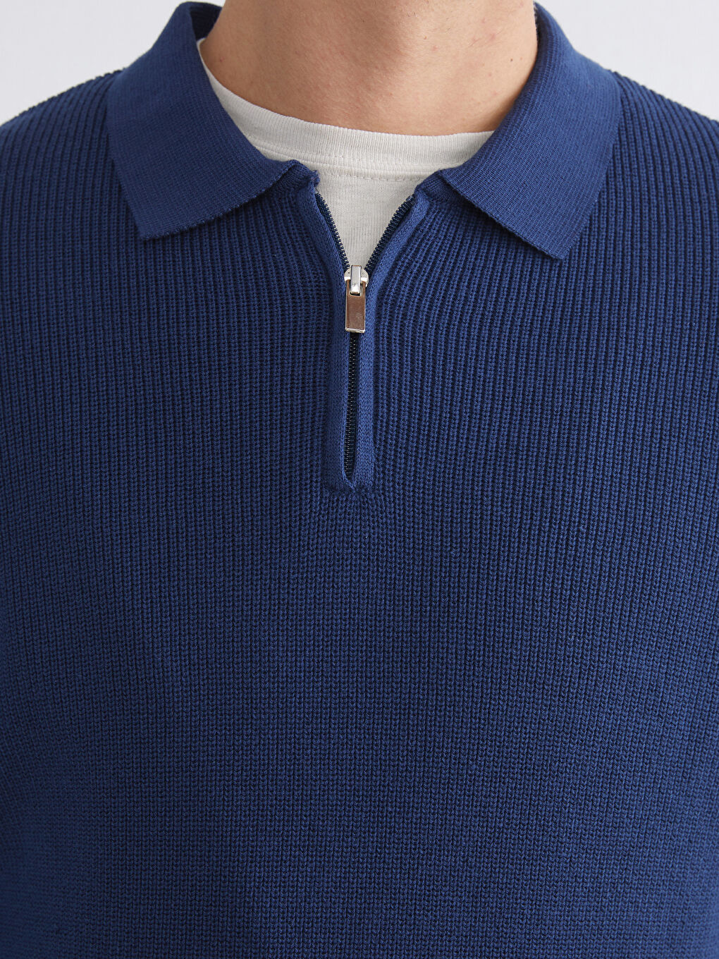 İndigo Polo Yaka Erkek Triko Kazak-2