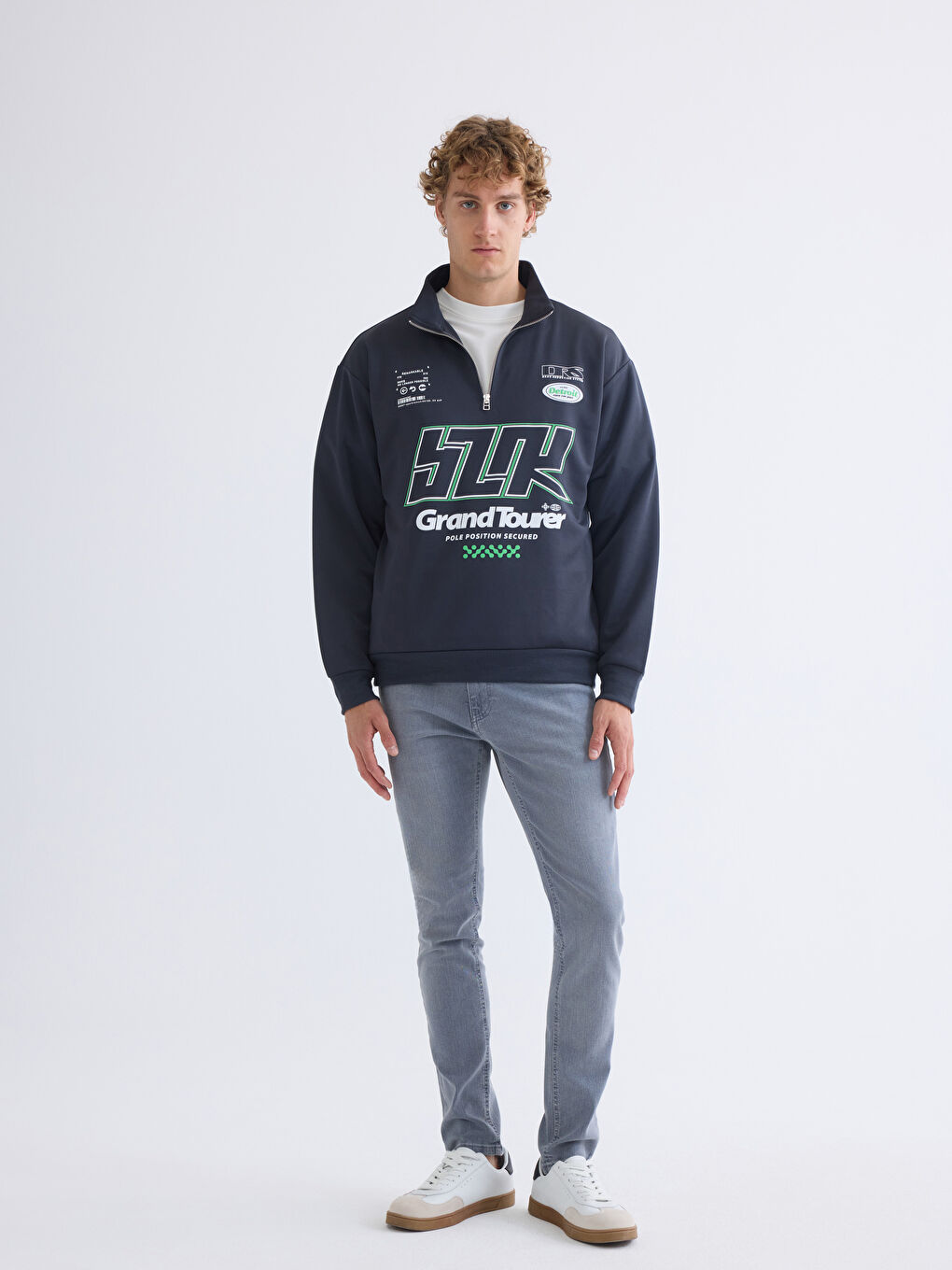 Funnel Neck Printed Men's Sweatshirt-3