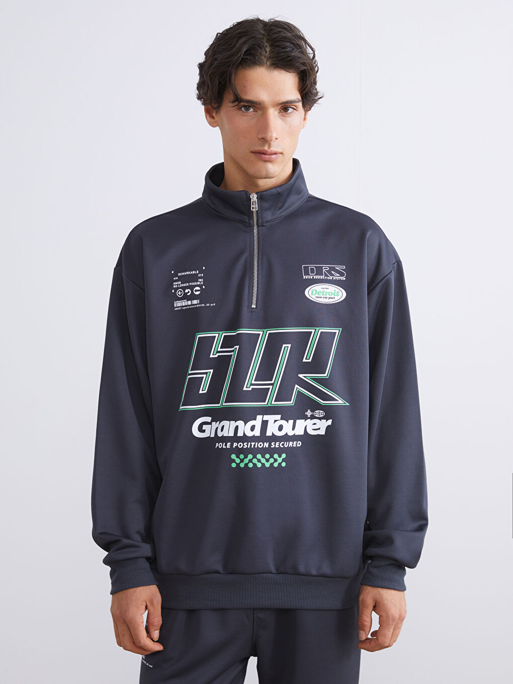 Funnel Neck Printed Men's Sweatshirt
