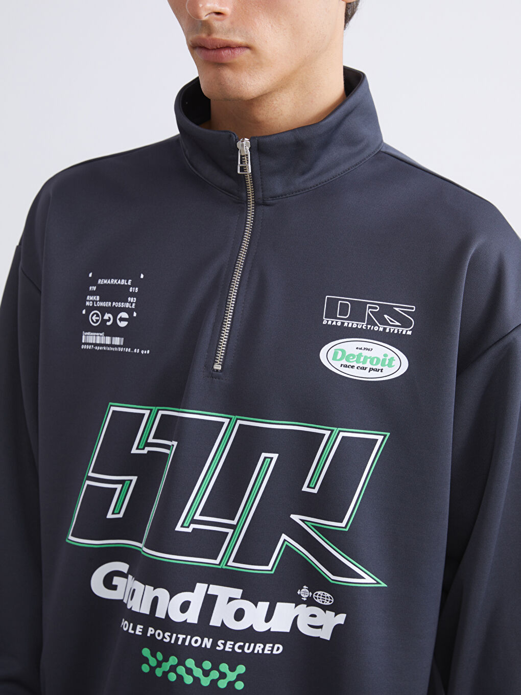 Funnel Neck Printed Men's Sweatshirt-4