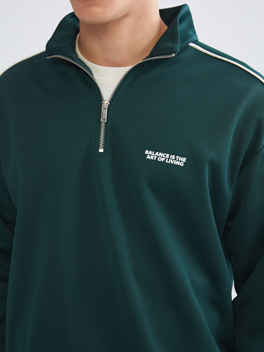 سويت شيرت مطبوع بياقة قمع للرجال-5